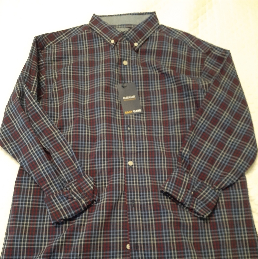 HAGGAR SIZE LARGE MENS SHIRT SHORT SLEEVE Blue NWT